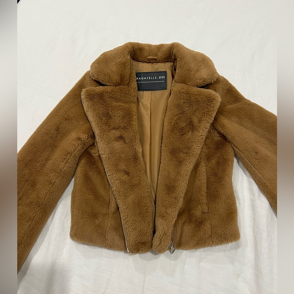 Bagatelle Nyc, fur jacket, caramel color